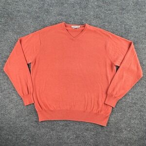 Peter Millar Sweater Mens XXL Salmon Silk Cotton Cashmere V Neck Preppy Golf